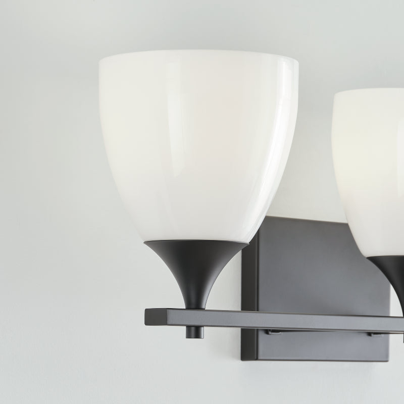 Visual Comfort DJV1023 Toffino 3-lt 26" Vanity Light - Midnight Black/Milk Glass