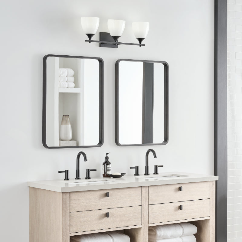 Visual Comfort DJV1023 Toffino 3-lt 26" Vanity Light - Midnight Black/Milk Glass