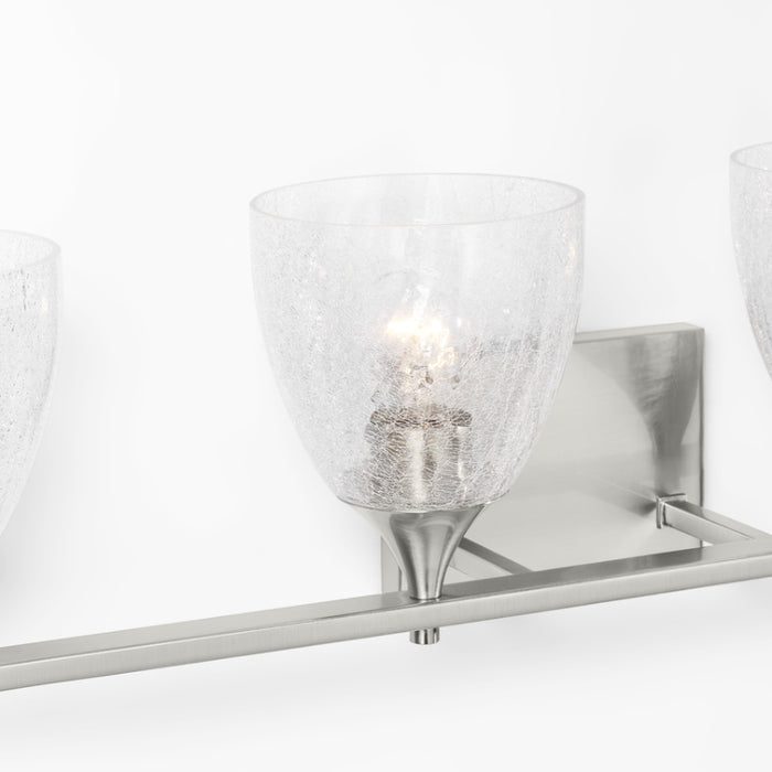 Visual Comfort DJV1024 Toffino 4-lt 36" Vanity Light - Brushed Steel Clear Crackle Glass