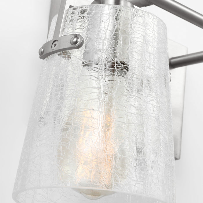 Visual Comfort DJV1034 Crofton 4-lt 33" Vanity Light - Brushed Steel Clear Crackle Glass