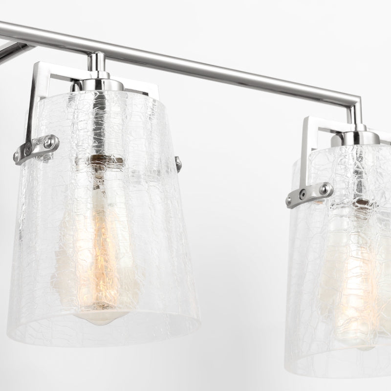 Visual Comfort DJV1034 Crofton 4-lt 33" Vanity Light - Chrome Clear Crackle Glass