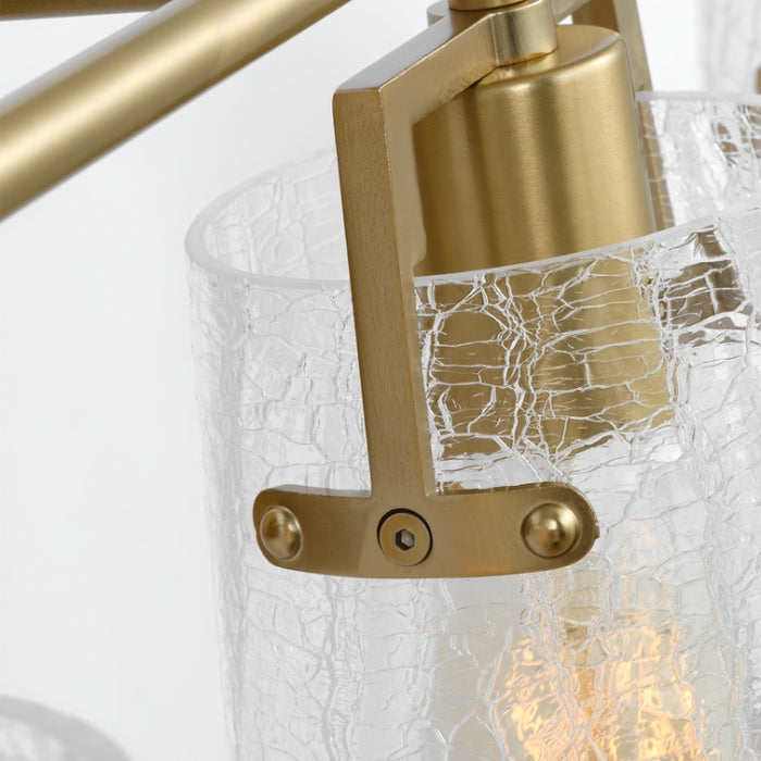 Visual Comfort DJV1034 Crofton 4-lt 33" Vanity Light - Satin Brass Clear Crackle Glass