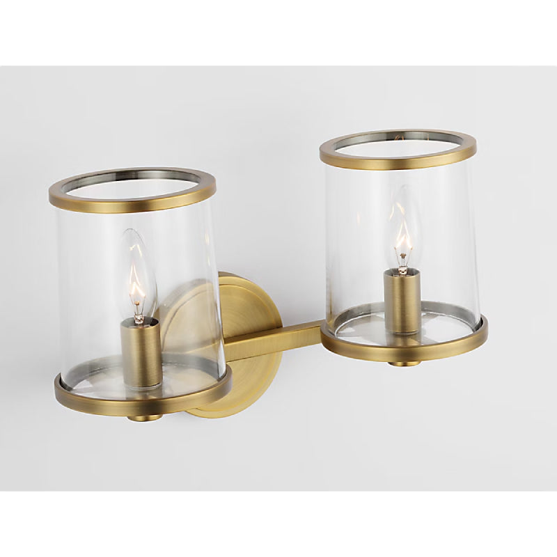 Visual Comfort LV1082 Reynolds 2-lt 15" Medium Vanity Light - Time Worn Brass