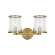 Visual Comfort LV1082 Reynolds 2-lt 15" Medium Vanity Light - Time Worn Brass