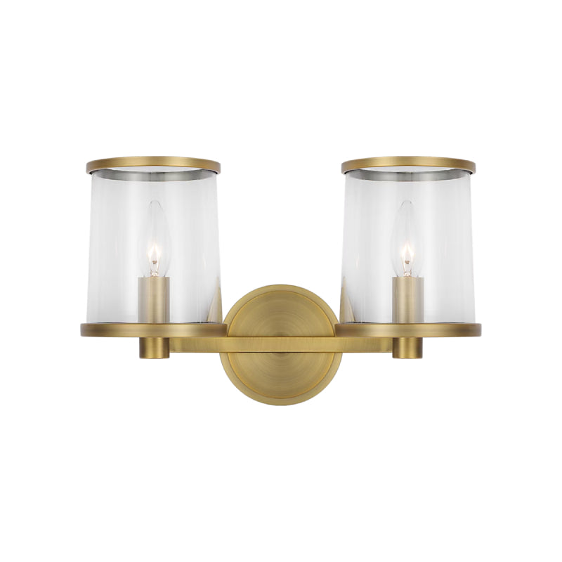 Visual Comfort LV1082 Reynolds 2-lt 15" Medium Vanity Light - Time Worn Brass