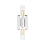 Visual Comfort 4465002 Keaton 2-lt 16" Bath Sconce - Chrome/Clear Crakle