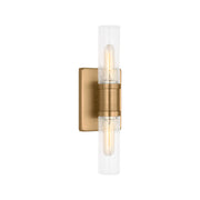 Visual Comfort 4465002 Keaton 2-lt 16" Bath Sconce - Satin Brass/Clear Crakle
