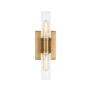 Visual Comfort 4465002 Keaton 2-lt 16" Bath Sconce - Satin Brass/Clear Crakle