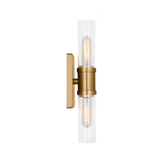 Visual Comfort 4465002 Keaton 2-lt 16" Bath Sconce - Satin Brass/Clear Crakle