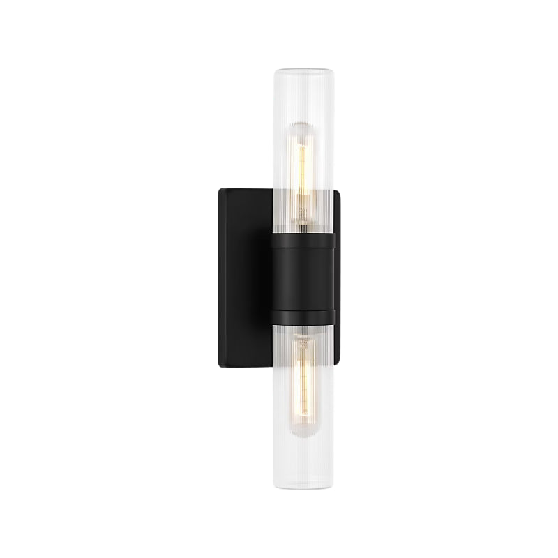 Visual Comfort 4465002 Keaton 2-lt 16" Bath Sconce - Midnight Black/Clear Fluted