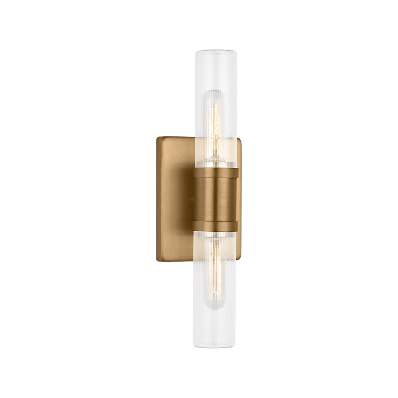 Visual Comfort 4465002 Keaton 2-lt 16" Bath Sconce - Satin Brass/Clear Fluted