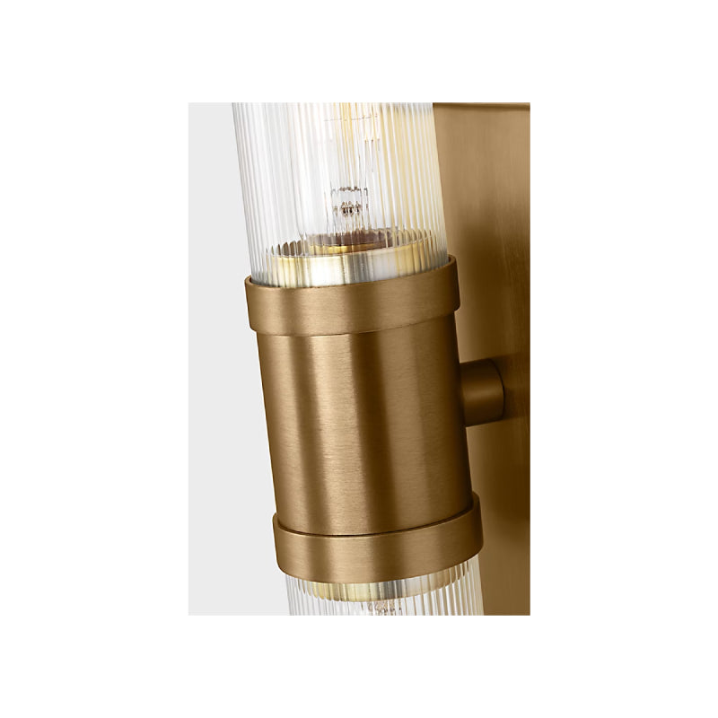 Visual Comfort 4465002 Keaton 2-lt 16" Bath Sconce - Satin Brass/Clear Fluted
