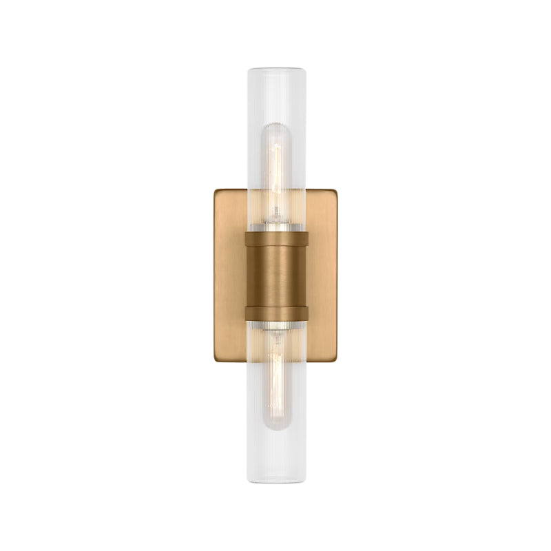Visual Comfort 4465002 Keaton 2-lt 16" Bath Sconce - Satin Brass/Clear Fluted
