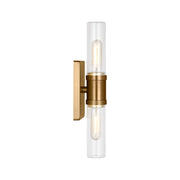 Visual Comfort 4465002 Keaton 2-lt 16" Bath Sconce - Satin Brass/Clear Fluted