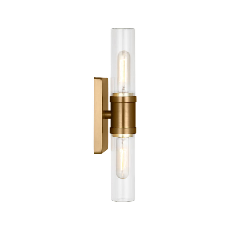 Visual Comfort 4465002 Keaton 2-lt 16" Bath Sconce - Satin Brass/Clear Fluted