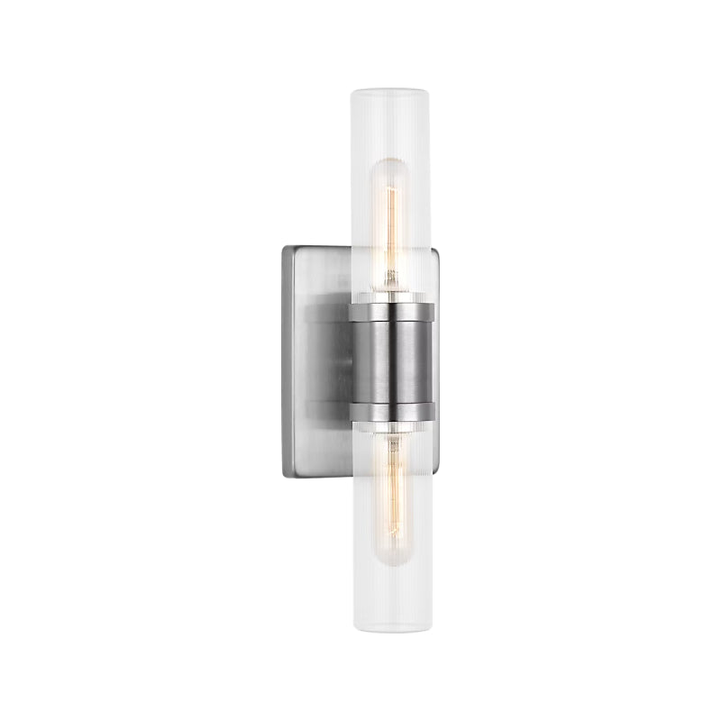 Visual Comfort 4465002 Keaton 2-lt 16" Bath Sconce - Brushed Nickel/Clear Fluted