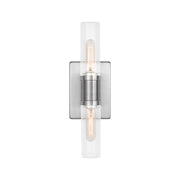 Visual Comfort 4465002 Keaton 2-lt 16" Bath Sconce - Brushed Nickel/Clear Fluted