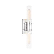 Visual Comfort 4565002 Keaton 2-lt 20" Tall Bath Sconce - Chrome/Clear Crackle Glass