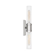 Visual Comfort 4565002 Keaton 2-lt 20" Tall Bath Sconce - Chrome/Clear Crackle Glass