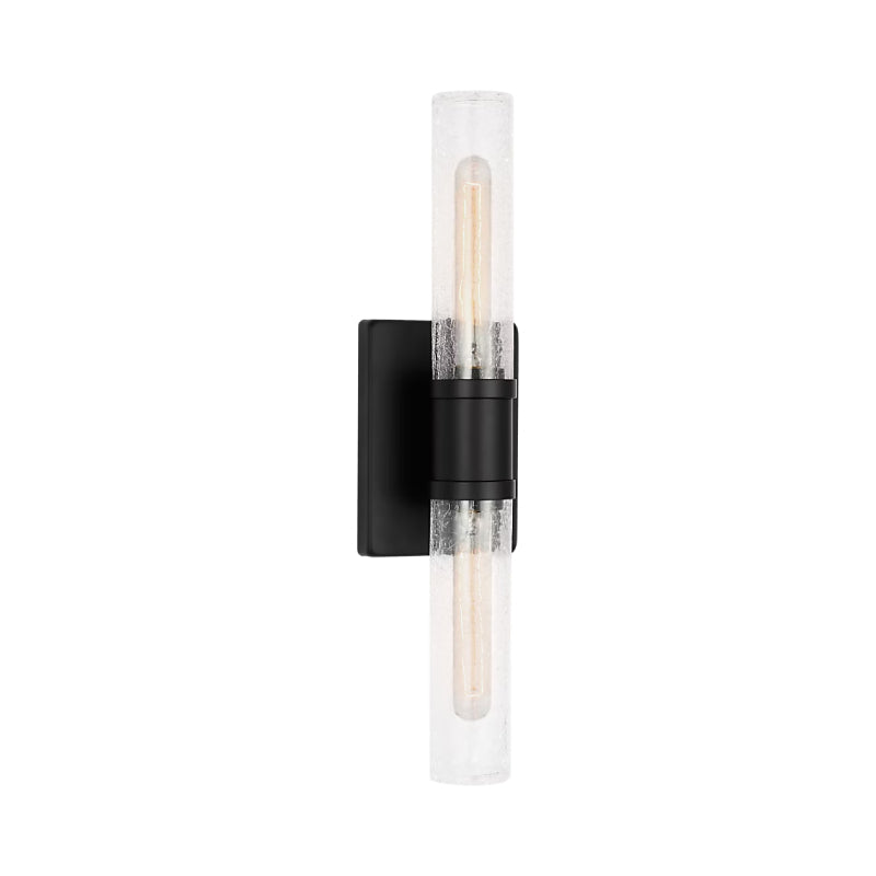Visual Comfort 4565002 Keaton 2-lt 20" Tall Bath Sconce - Midnight Black/Clear Crackle Glass