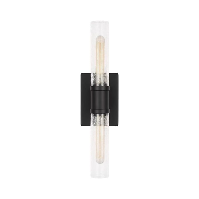 Visual Comfort 4565002 Keaton 2-lt 20" Tall Bath Sconce - Midnight Black/Clear Crackle Glass