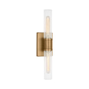Visual Comfort 4565002 Keaton 2-lt 20" Tall Bath Sconce - Satin Brass/Clear Crackle Glass
