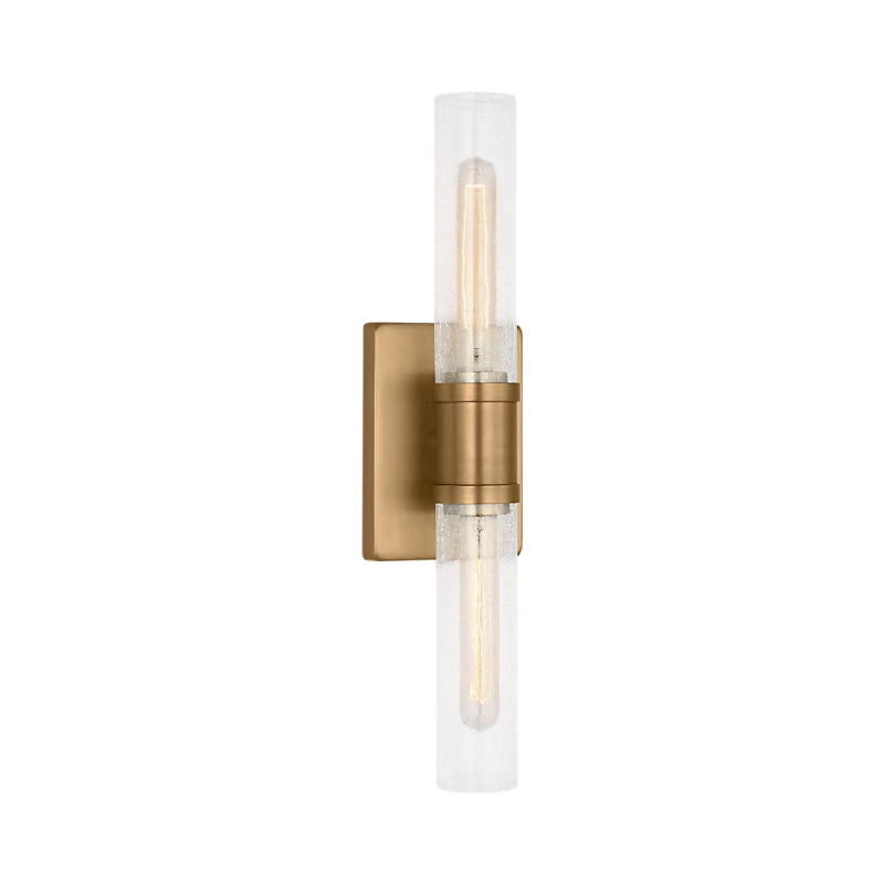 Visual Comfort 4565002 Keaton 2-lt 20" Tall Bath Sconce - Satin Brass/Clear Crackle Glass