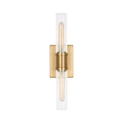 Visual Comfort 4565002 Keaton 2-lt 20" Tall Bath Sconce - Satin Brass/Clear Crackle Glass