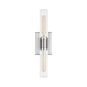 Visual Comfort 4565002 Keaton 2-lt 20" Tall Bath Sconce - Brushed Nickel/Clear Crackle Glass