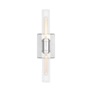 Visual Comfort 4565002 Keaton 2-lt 20" Tall Bath Sconce - Chrome/Satin Etched Glass