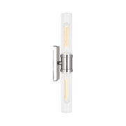 Visual Comfort 4565002 Keaton 2-lt 20" Tall Bath Sconce - Chrome/Satin Etched Glass