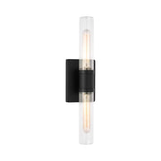 Visual Comfort 4565002 Keaton 2-lt 20" Tall Bath Sconce - Midnight Black/Clear Fluted