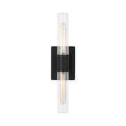 Visual Comfort 4565002 Keaton 2-lt 20" Tall Bath Sconce - Midnight Black/Clear Fluted