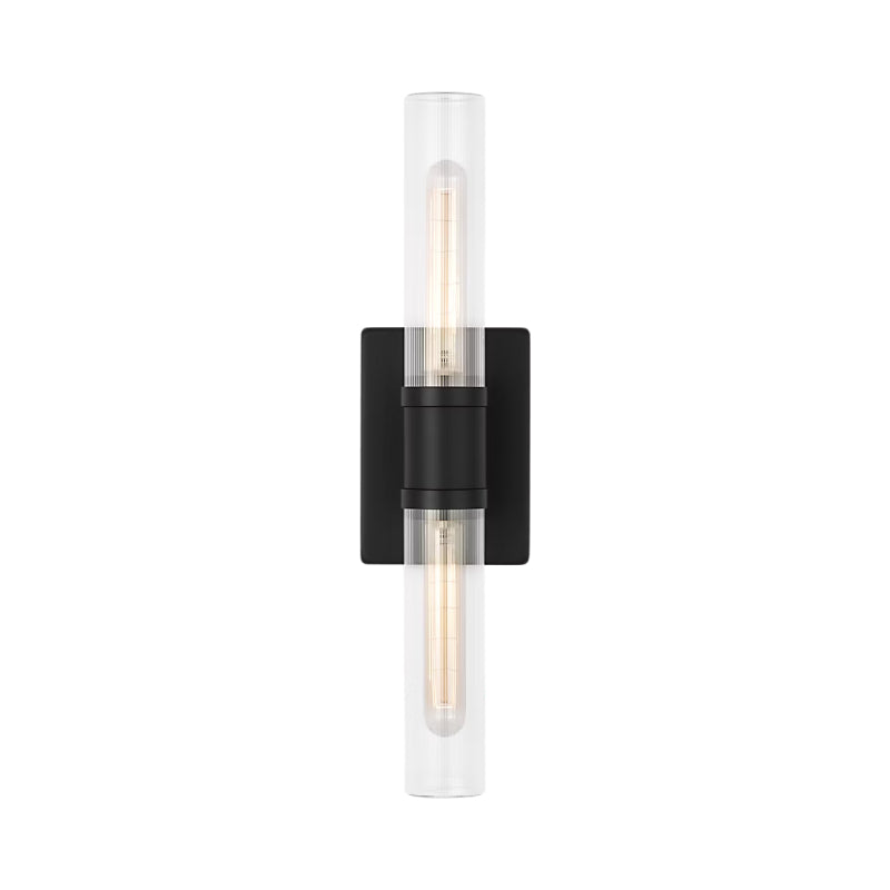 Visual Comfort 4565002 Keaton 2-lt 20" Tall Bath Sconce - Midnight Black/Clear Fluted