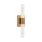 Visual Comfort 4565002 Keaton 2-lt 20" Tall Bath Sconce - Satin Brass/Clear Fluted