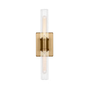 Visual Comfort 4565002 Keaton 2-lt 20" Tall Bath Sconce - Satin Brass/Clear Fluted