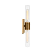 Visual Comfort 4565002 Keaton 2-lt 20" Tall Bath Sconce - Satin Brass/Clear Fluted