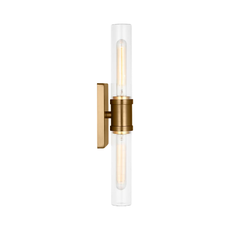 Visual Comfort 4565002 Keaton 2-lt 20" Tall Bath Sconce - Satin Brass/Clear Fluted