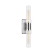 Visual Comfort 4565002 Keaton 2-lt 20" Tall Bath Sconce - Brushed Nickel/Clear Fluted