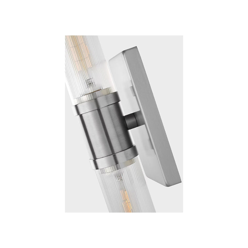 Visual Comfort 4565002 Keaton 2-lt 20" Tall Bath Sconce - Brushed Nickel/Clear Fluted