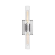 Visual Comfort 4565002 Keaton 2-lt 20" Tall Bath Sconce - Brushed Nickel/Clear Fluted