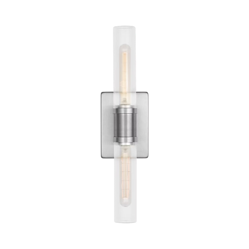 Visual Comfort 4565002 Keaton 2-lt 20" Tall Bath Sconce - Brushed Nickel/Clear Fluted