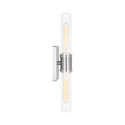 Visual Comfort 4565002 Keaton 2-lt 20" Tall Bath Sconce - Brushed Nickel/Clear Fluted