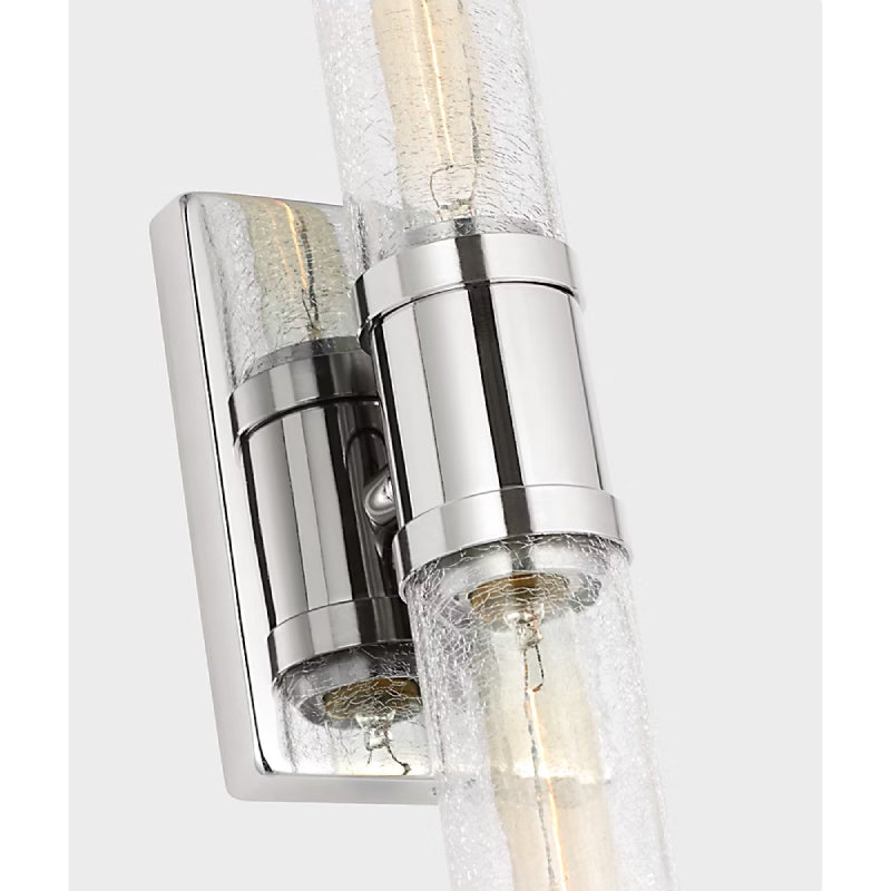 Visual Comfort 4665002 Keaton 2-lt 30" Tall Bath Sconce - Chrome/Clear Crackle Glass