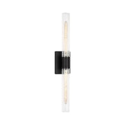 Visual Comfort 4665002 Keaton 2-lt 30" Tall Bath Sconce - Midnight Black/Clear Crackle Glass