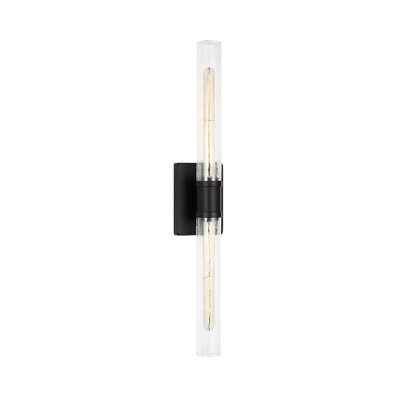Visual Comfort 4665002 Keaton 2-lt 30" Tall Bath Sconce - Midnight Black/Clear Crackle Glass