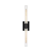 Visual Comfort 4665002 Keaton 2-lt 30" Tall Bath Sconce - Midnight Black/Clear Crackle Glass