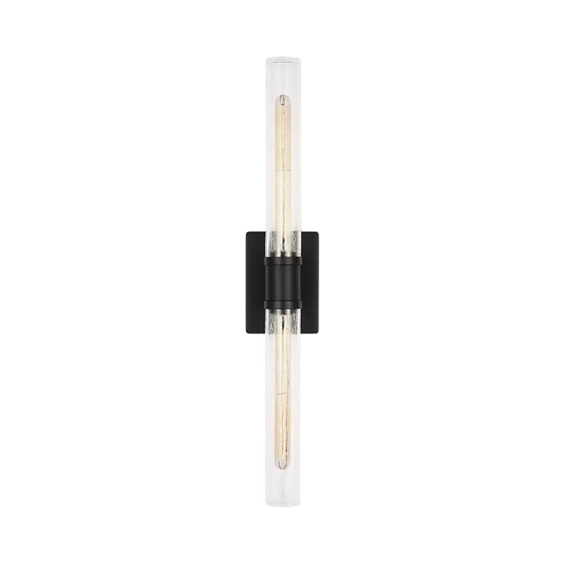 Visual Comfort 4665002 Keaton 2-lt 30" Tall Bath Sconce - Midnight Black/Clear Crackle Glass