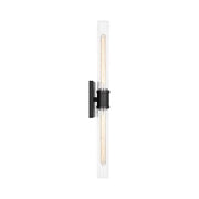 Visual Comfort 4665002 Keaton 2-lt 30" Tall Bath Sconce - Midnight Black/Clear Crackle Glass