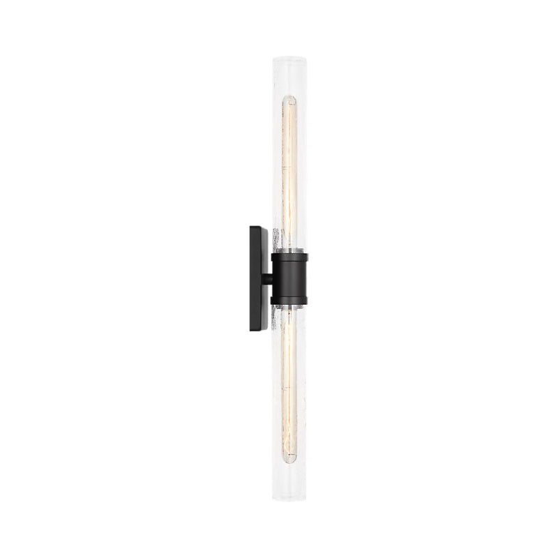 Visual Comfort 4665002 Keaton 2-lt 30" Tall Bath Sconce - Midnight Black/Clear Crackle Glass
